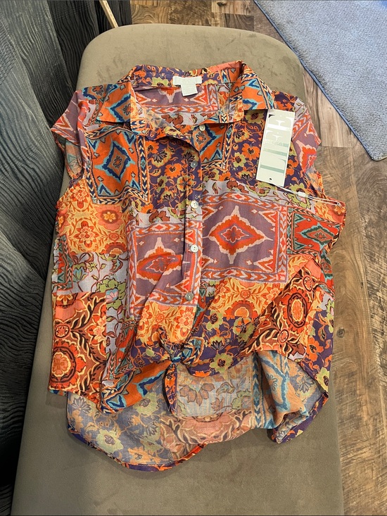L.I.F.E Love is for Eternity Tops - LIFE Tie-Front Button Blouse